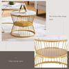 Set of 2 Nesting Coffee Tables, Round Side Tables with Marble Look Tabletop, Gold Metal Frame for Living Room