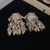 Серьги-колоски с цирконами на серебряной игле, корейский холодный стиль, длинные серьги с бахромой, высококачественные универсальные серьги с темпераментом