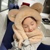 Милая шапка-медведь, шарф, комплект из трех предметов, теплый зимний шарф для езды на велосипеде, средства защиты ушей, плюшевая шапка, утолщенный мех кролика.