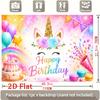 Whimsical Pastel Unicorn with Floral Crown, Rainbow, Balloons and Happy Birthday Script, Vibrant Celebration Backdrop for Birthday Party