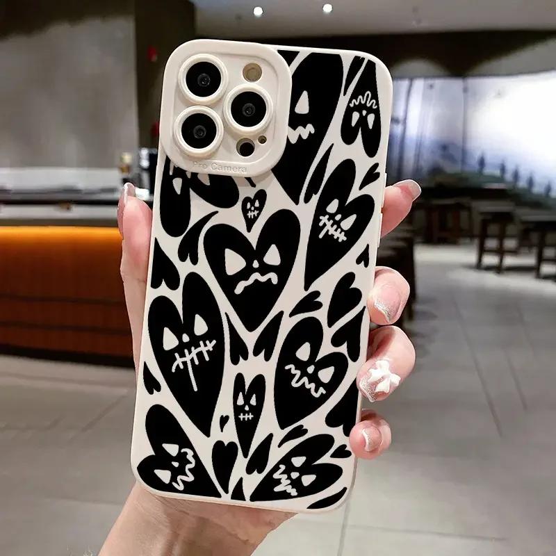 Чехол для телефона Graffiti Black Devil Love Heart для Samsung Galaxy S23 Ultra S22 Plus S21 FE S20 A14 5G A34 A54 A13 A23 A33 A52