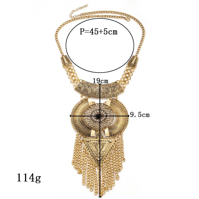 Tassel Necklace Long With Multi Layer Alloy Pendant For Trendy Retro Outfits