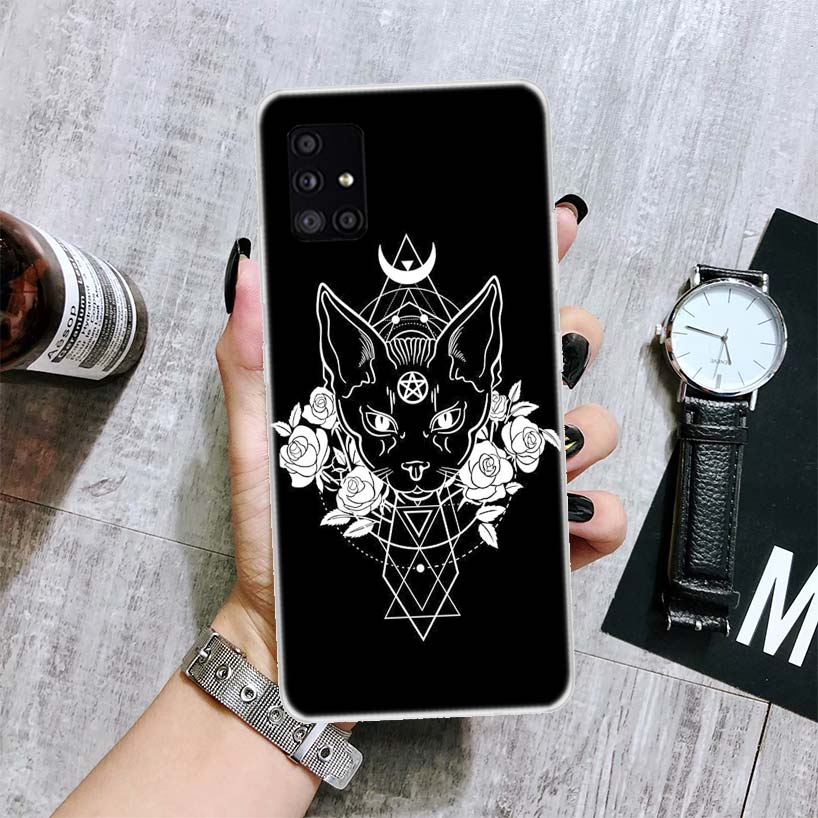 Красочный милый чехол для телефона с ведьмой и котом для Samsung Galaxy A52 A53 A12 A13 A22 A23 A32 A33 A72 A73 A42 A02S A03S 5G A50S, чехол Co
