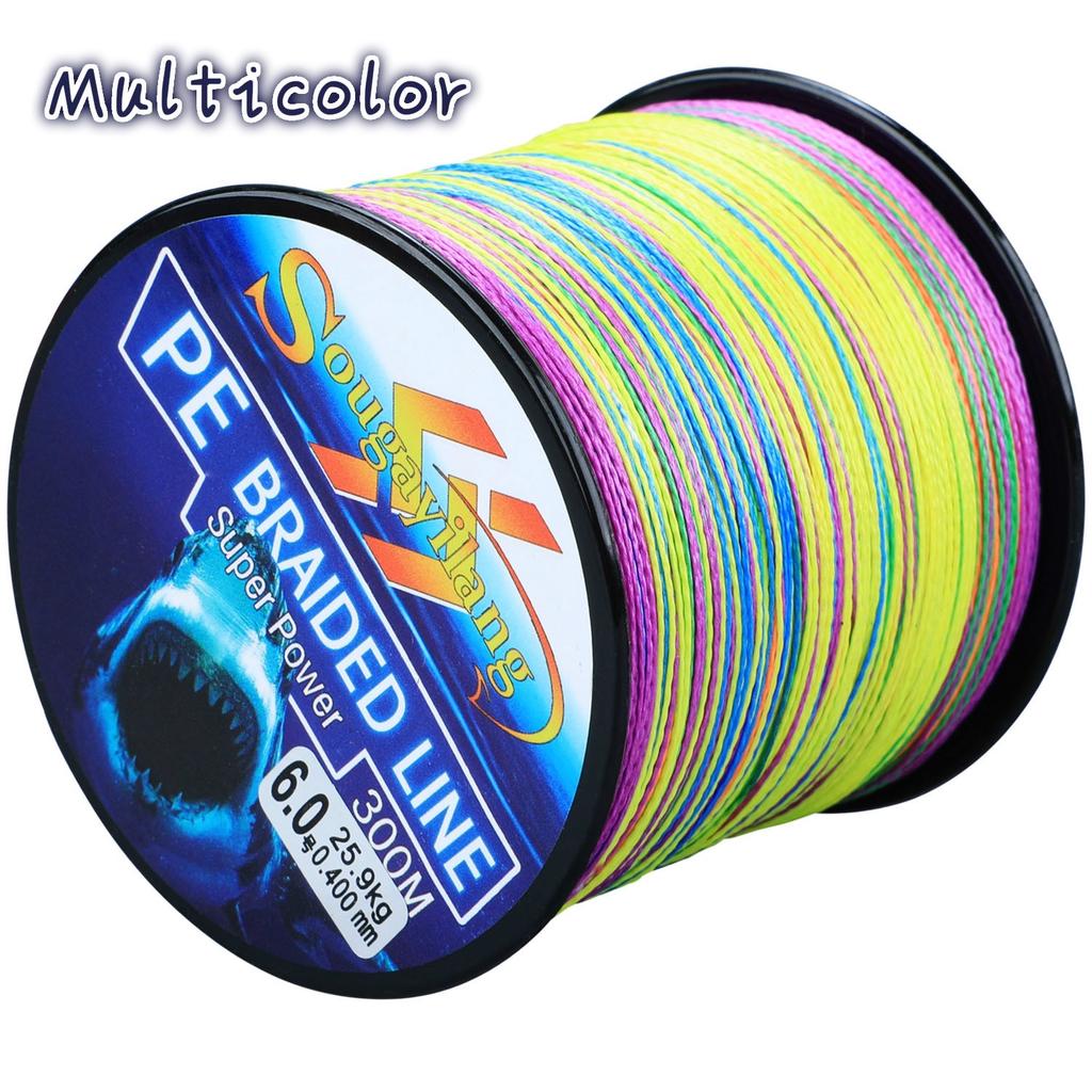 Fishing Line 300M 6 Color Braided Fishing Lines 4-Strands PE Spinning Fishing Reel Braided Line