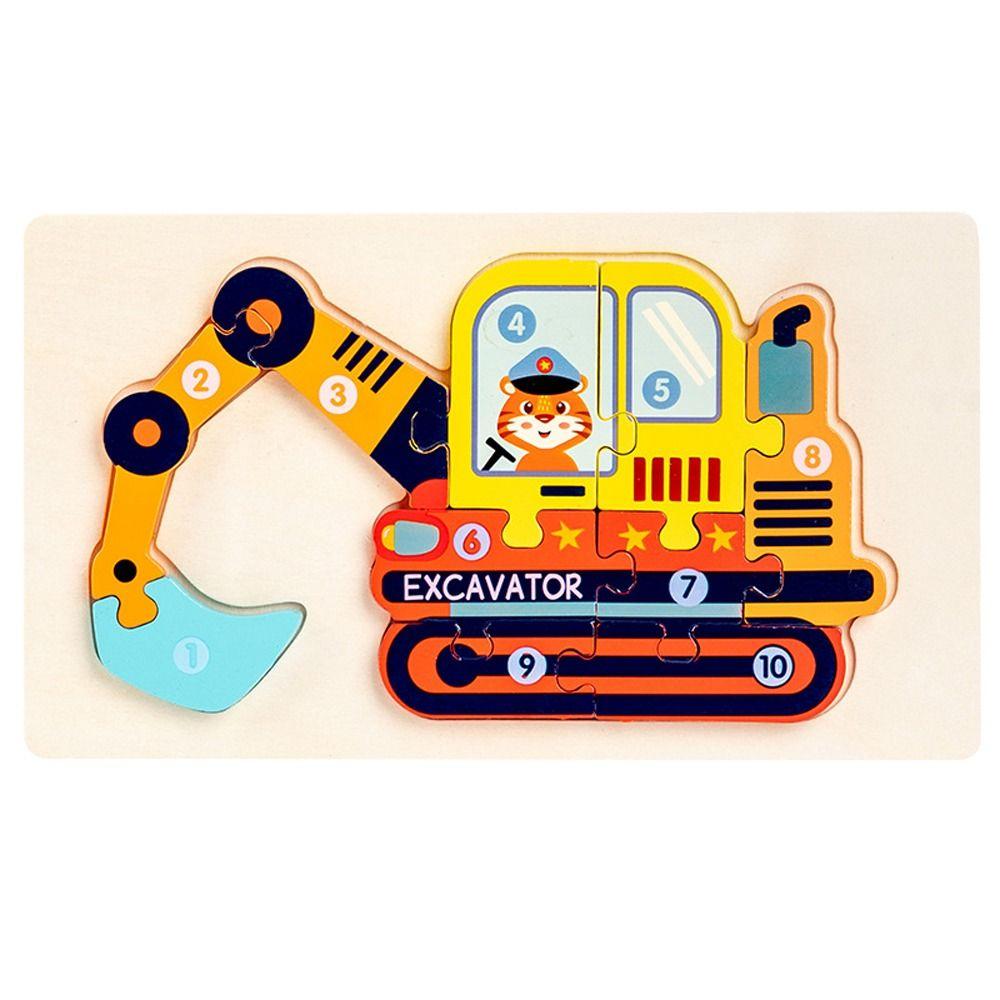 Rocket Ambulance Early Education Toy Kids Wooden Puzzle Toy Vehicle Jigsaw Intelligence Game Puzzle