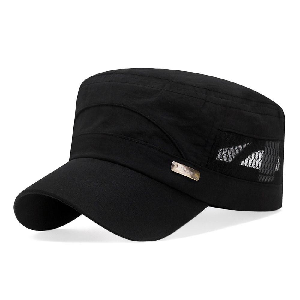 Spring Summer Anti-UV Baseball Cap Adjustable Casual Cadet Hat Outdoor Breathable Flat Top Cap Men