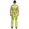Mens Shiny Metallic Sleeveless Full Length Zipper Jumpsuit Bodysuit