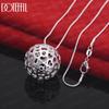 Silver 16-30 Inch Heart Pattern Ball Necklace Charm Jewelry