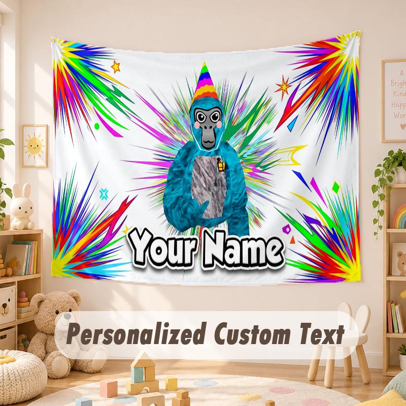Custom Name Text Tapestry,Gorilla Tag Boho Wall Hanging, Decorative Backdrop Tapestry For Room