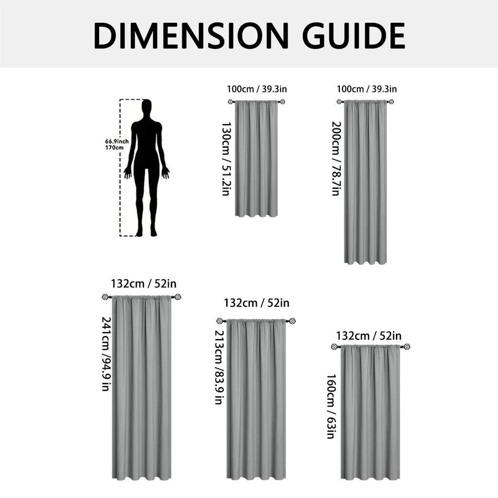 2pcs Modern 100% Blaclout Curtains with Rod Pocket, Window Curtains for Living Room, Bedroom, Kitchen, Bathroom, Home Decor