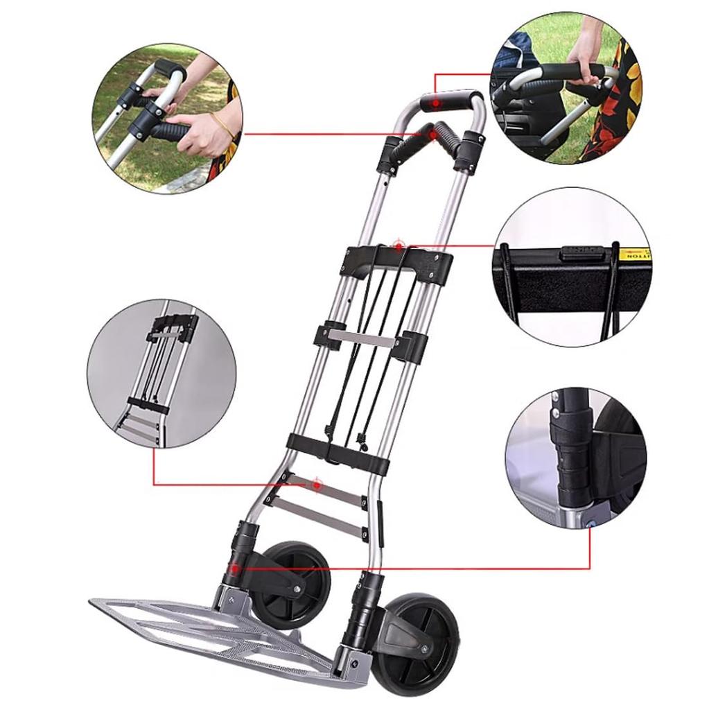 Тележка для переноски Dolly Hand Truck Большая грузоподъемность 150 кг Компактная складная для домашнего использования Коммерческое использование Предотвращение стихийных бедствий Транспортировка багажа Рыбалка