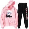 Wish Full Time Hunter Cartoon Print Hooded Sweater Set