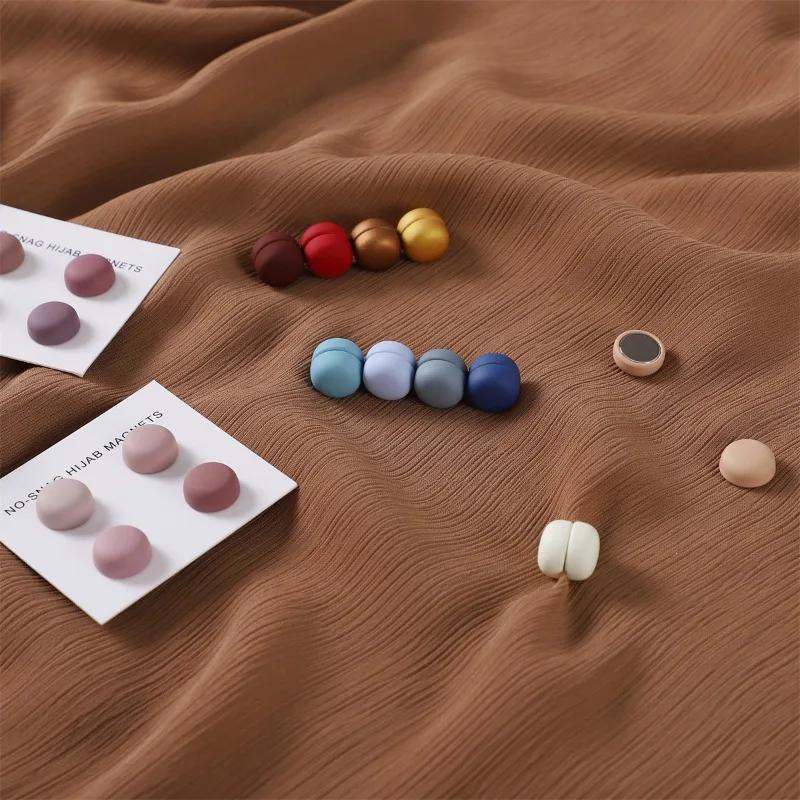 4pcs / Card Matte Magnet Hijab Pins Brooch Headscarf Women Shawl Strong Magnetic Button Headscarf Accessories