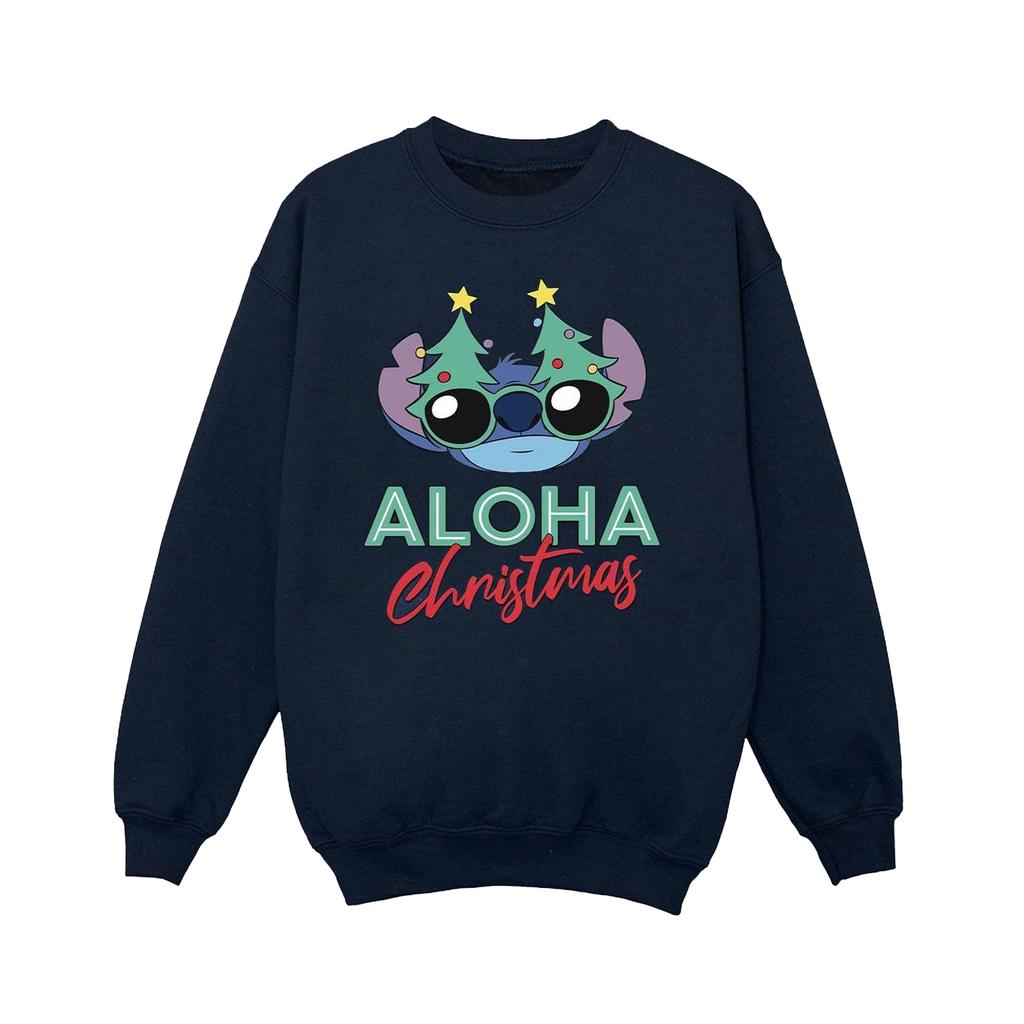 Disney Mens Lilo And Stitch Christmas Tree Shades Sweatshirt