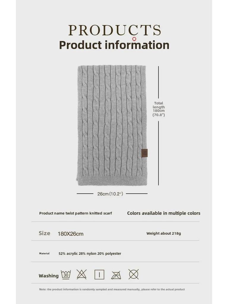 Women's Extra-Long Thick Knitted Scarf: High-End, Versatile, Warm, Cold-Proof, Solid Color Shawl for Winter Neck Protection