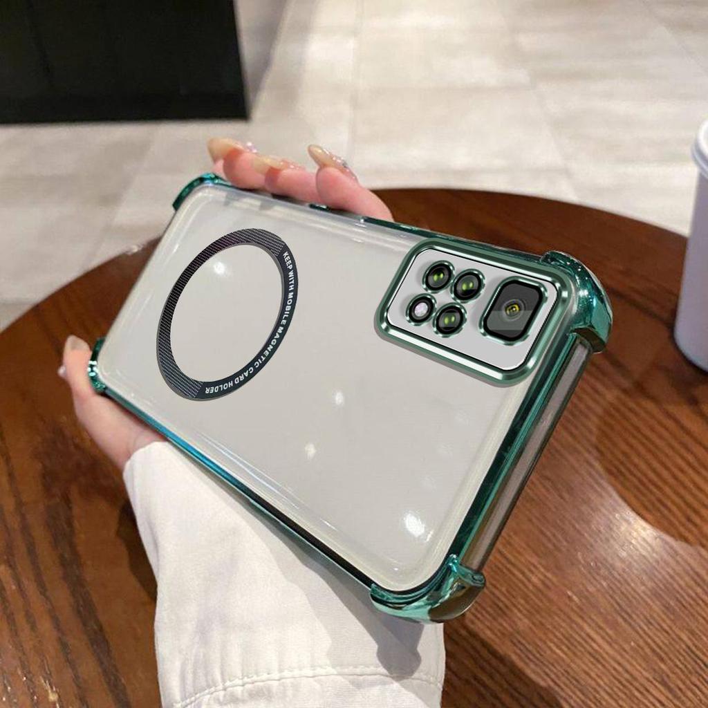 Case for Xiaomi Redmi Note 11S 5G,POCO M4 Pro 5G Clear Magnetic Casing Electroplated Lens Frame Phone Cover