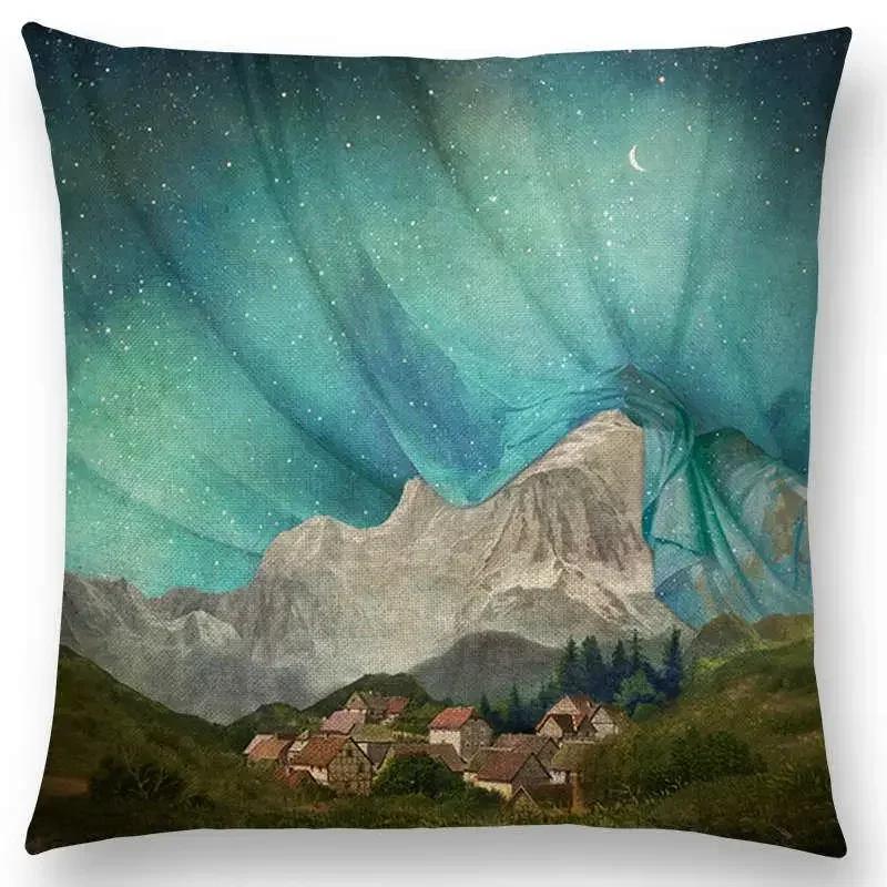 45x45cm Elegant Women Lovely Girl Shakespeare Fantasy Painting Moon Night Swan Dream Tree Cushion Cover Sofa Throw Pillow Cover