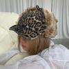 Leopard Print Peaked Cap Corduroy Bomber Hats Warm Plush Baseball Hat  Women