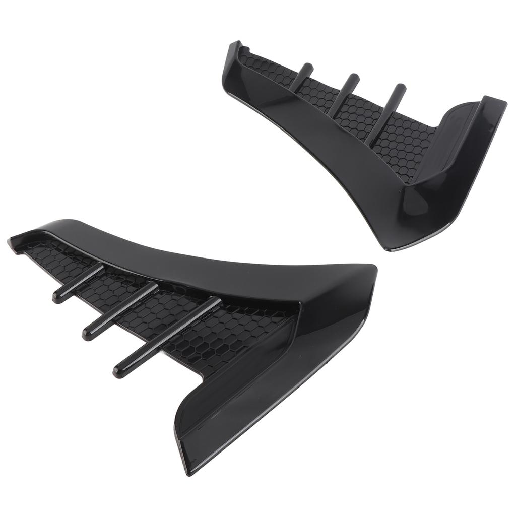 2pcs Gloss Black Side Vent Trim Decoration Sticker Rubber Shark Gills Universal for Cars