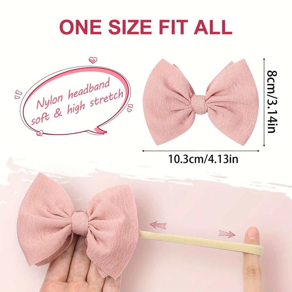 3pcs/set Soft Bows Elastic Nylon Headband for Girls Bowknot Infant Cute Hair Clip Kids Toddlers Hair Bands Hair Accessories