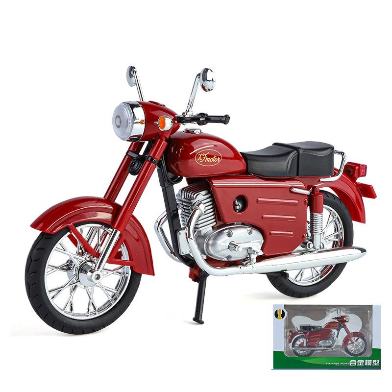 1/10 Jawa 250 Сплав Классическая Ретро Модель Мотоцикла Литье под Давлением Металл Дорожный Мотоцикл Модель Симуляция Звука и Света Детская Игрушка Подарок