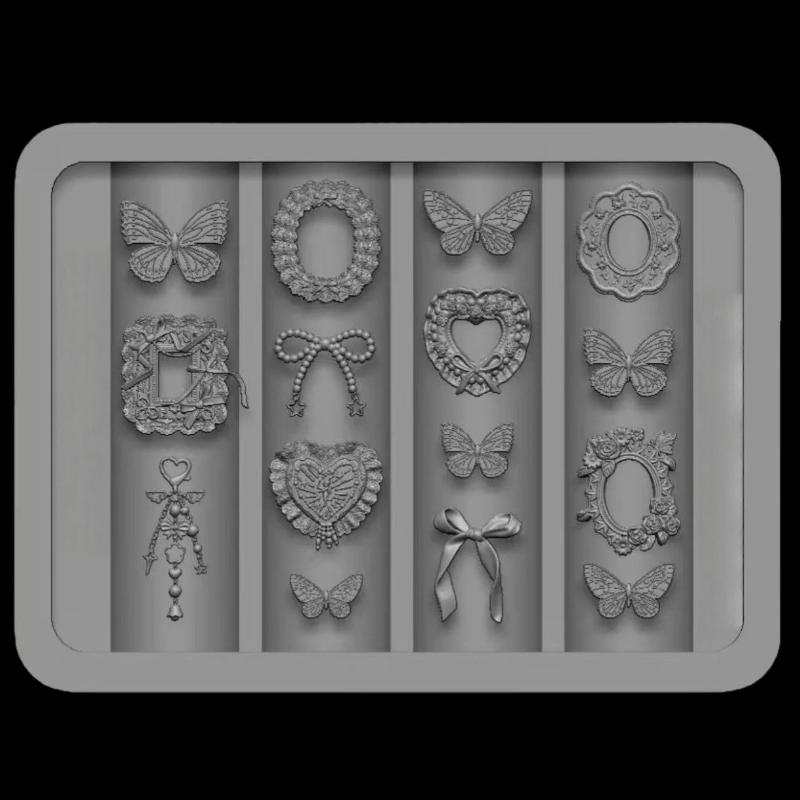 3D Силиконовая форма для дизайна ногтей, рельефный бант, клубника, барочный узор, маникюрные шаблоны, пластины, инструменты, аксессуары