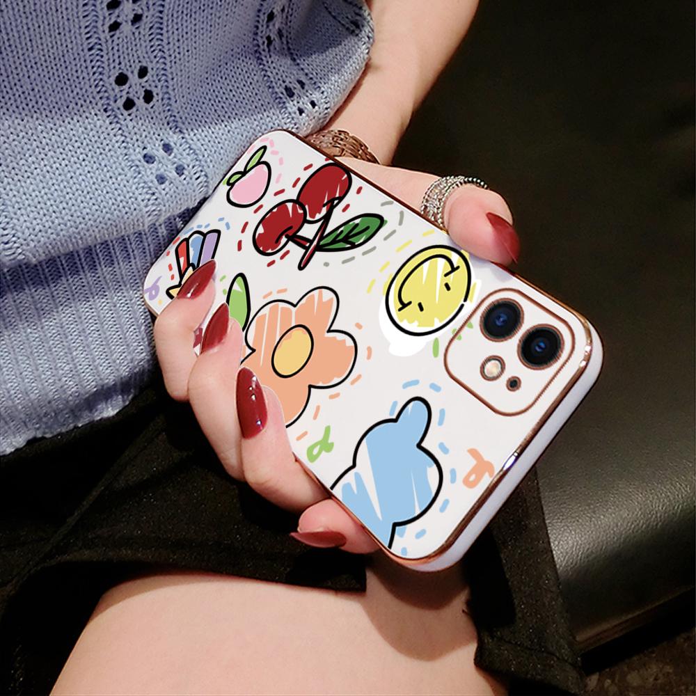 Красочные печатные узоры с квадратным краем корпуса с покрытием корпуса телефона Роскошное покрытие Мягкий чехол для телефона для iPhone Motorola Moto OnePlus Samsung