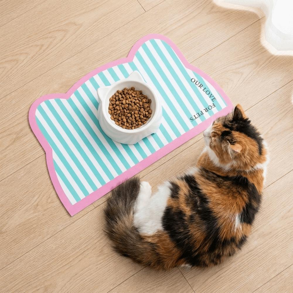 Waterproof Cat Head Shaped Pet Meal Mat Anti Slip Kitchen Floor Mat Multi-Pet Household