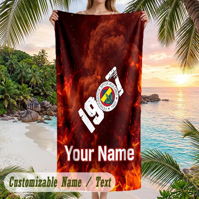Beach Towel Fenerbahçe FC Print Custom Name Text Soft Towel for Swimming Pool