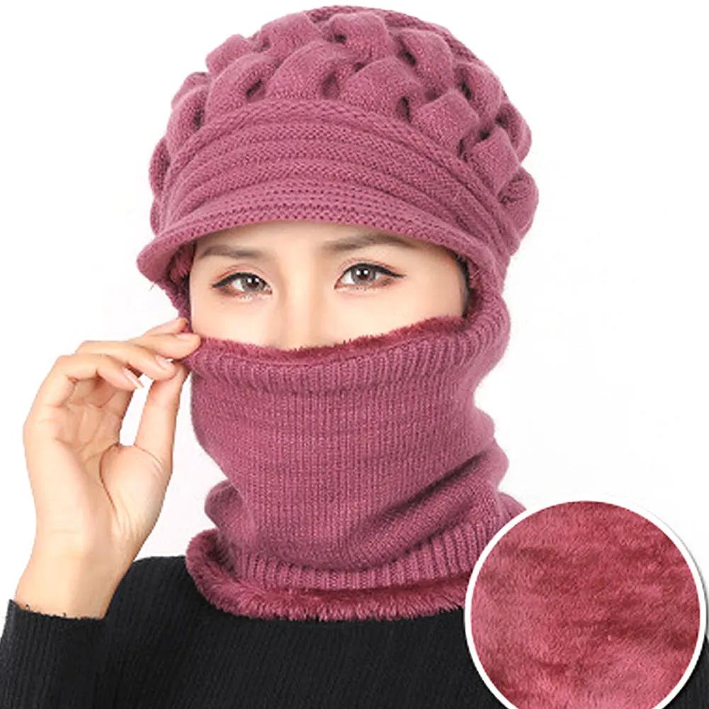 Winter Hat One-piece Beanies Hats Winter Beanies For Men Women Wool Scarf Caps Balaclava Mask  Bonnet Knitted Hat