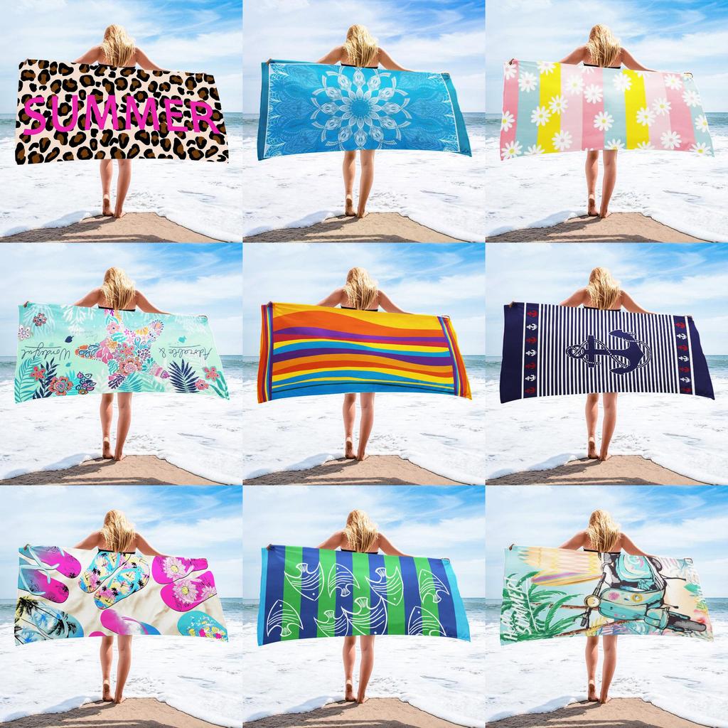 Printed Microfiber Beach Towel With High Water Absorption For Beach And Outdoor Activities
