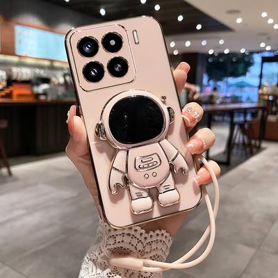 Силиконовый противоударный чехол для Xiaomi 15 Pro 14T Pro 13T 12T 11T Pro 14 T 14 Ultra 13 Lite с гальваническим покрытием, чехол-подставка с ремешком в виде астронавта