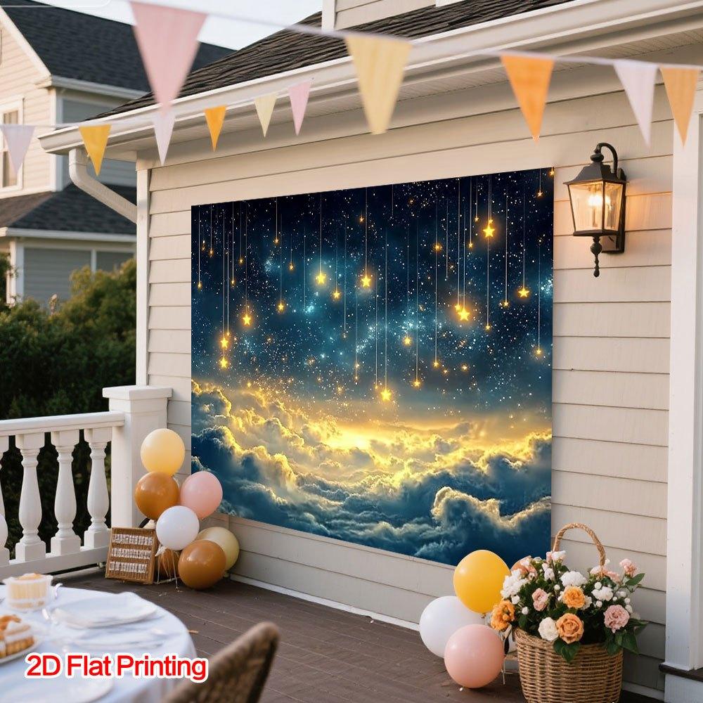 1 piece 2D flat-printed starry sky cloud photography background, polyester fabric, for home and studio use