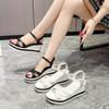 Thick-soled Wedge Heel Heightening Sandals Women's Summer 2025 Korean Version Tide with One-word Strap Comfortable and Lightweight Women's Shoes