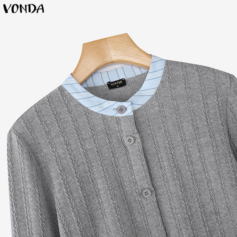 VONDA Женские повседневные укороченные облегающие топы-блузки со структурным полосатым узором