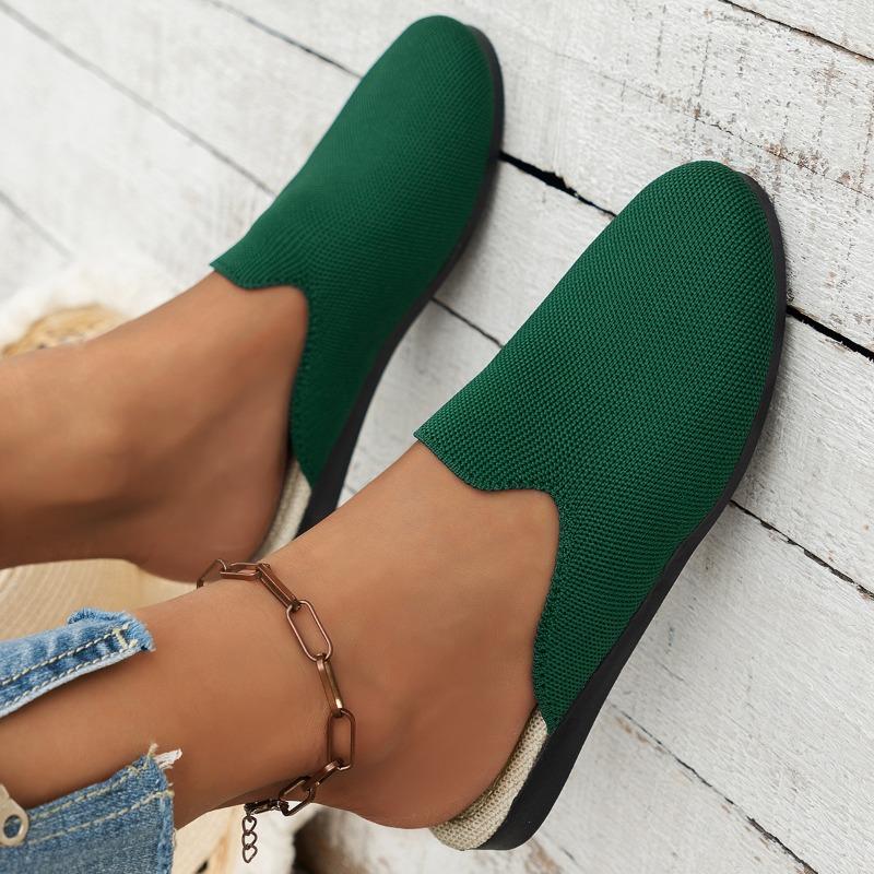 Женские полутапочки с острым носком, осенние новые женские повседневные прогулочные туфли без шнуровки на плоской подошве, женская легкая нескользящая повседневная обувь