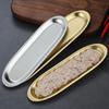 Утолщенный поднос для хранения продуктов из нержавеющей стали, овальные сервировочные тарелки, длинные говяжьи шарики, презентационные блюда для барбекю, кухонные принадлежности