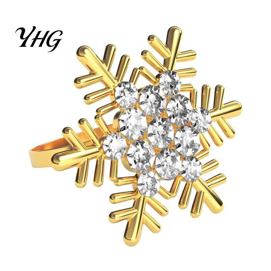 Seasonal Party Tableware Rhinestone Snowflake Napkin Ring, Metal Holder, Winter Exquisite Table Accessories Holiday Ring for Christmas Dinner