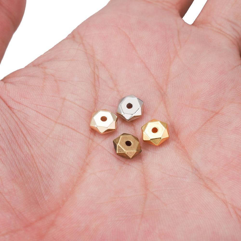 200pcs/lot 7mm Hexagon Gold CCB Plastic Wheel Round Beads Loose Spacer Bead For Bracelet Necklace DIY Jewelry Making Findings