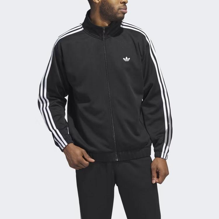 Adidas Originals Trefoil Contrast Stripes Stand Collar Long Sleeve Jacket Unisex Jacket Black IJ0958