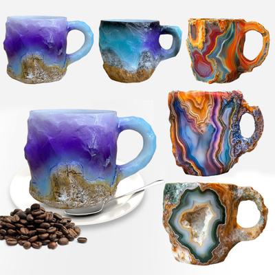 Минеральная хрустальная кружка для кофе, чашка для воды, новинка, кружки для напитков, цветная полупрозрачная кружка для чая для горячих напитков, элегантный рождественский подарок для домашнего офиса