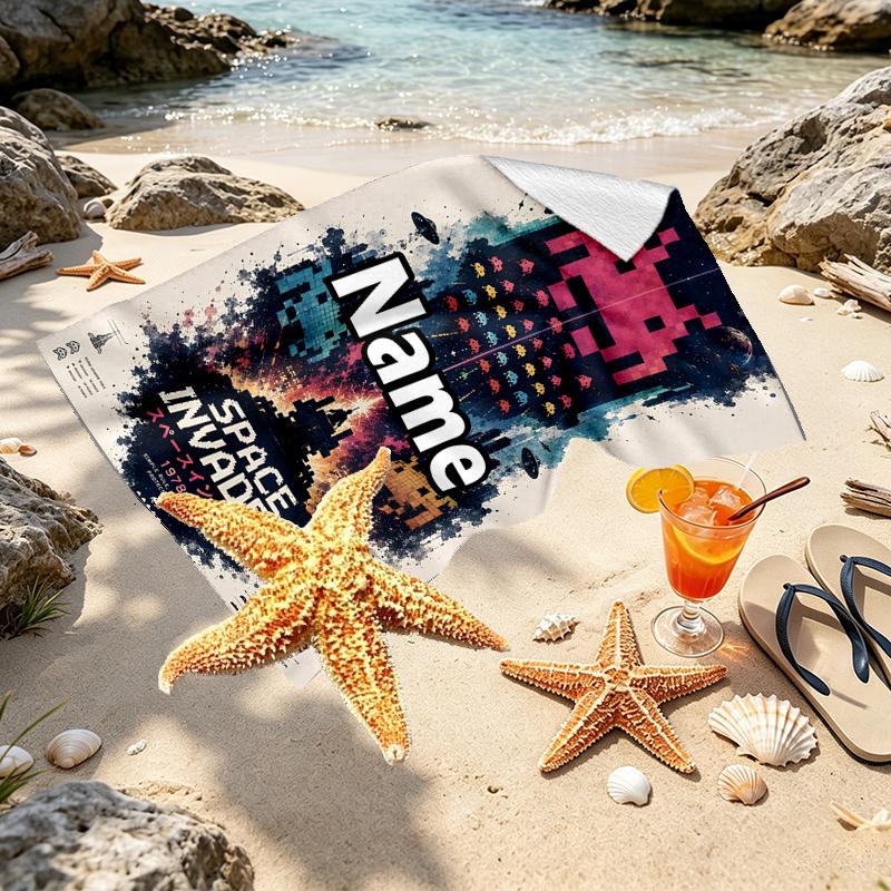 Custom Name Personalized PAC Print Beach Towel, for Trip Camping Beach Party Home Decor, Birthday Gift for Family & Friends