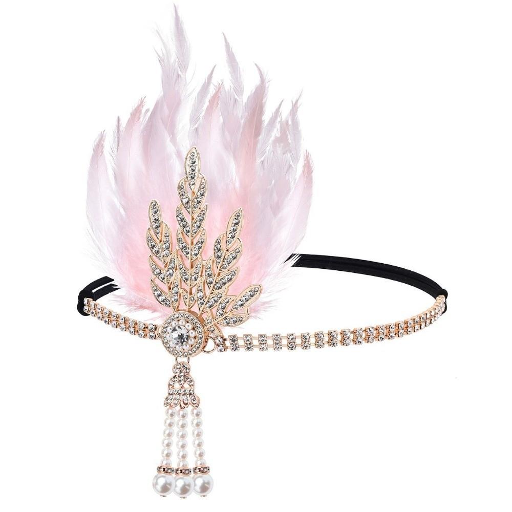 Black Sequin Feather Headwear Rhinestone Beaded Korean Style Headband  Cosplay Event