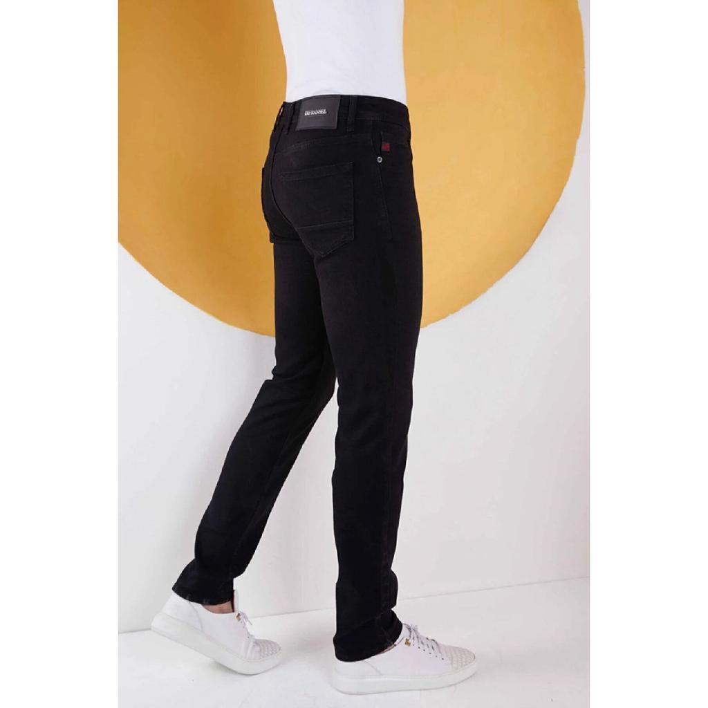 Мужские черные прямые классические джинсы свободного кроя из лайкры обычного кроя