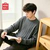 MINISO Men's Relaxed Fit Crewneck Cable Knit Sweater