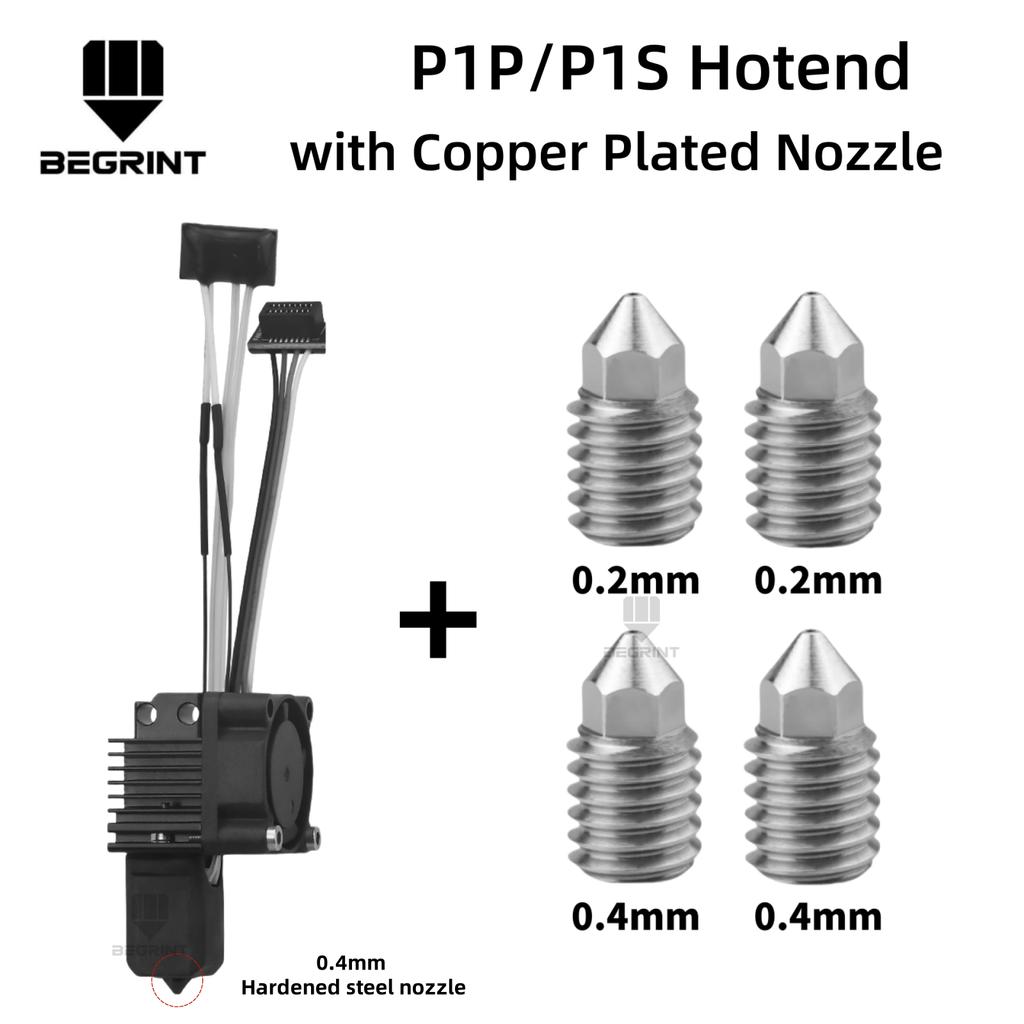 For Bambu Lab X1C P1P P1S Complete Hotend Print Head with Fan Thermistor Ceramic Heater 0.4mm Hardened steel nozzle For Bambulab