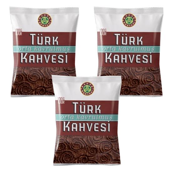 Kahve Dünyası Турецкий кофе с жевательной резинкой, очень обжаренные и среднеобжаренные наборы турецкого кофе в экономичной упаковке 100 гр.