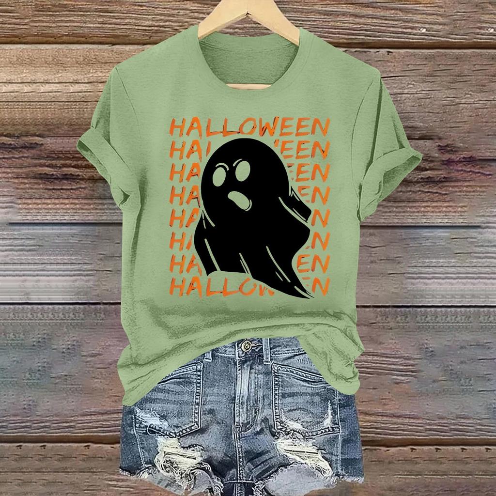 Women's Casual Printed Round Neck Short Sleeve T-Shirt Pullover Top