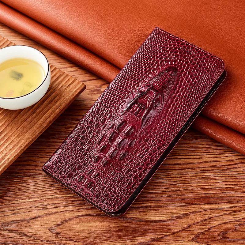 Магнитный чехол-книжка из натуральной крокодиловой кожи для Samsung Galaxy S24 S23 S22 S21 S20 FE Ultra Plus, всесторонний чехол