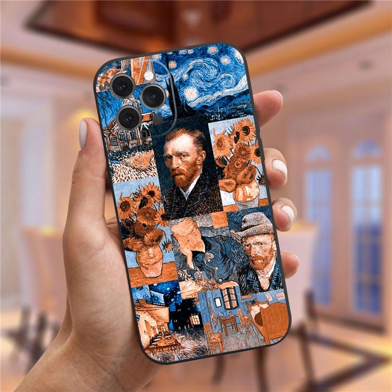 Винсент Ван Гог Звездная ночь цветок чехол для телефона для iPhone 13 12 11 Pro Max Mini X XR XS 8 7 6S Plus Мона Лиза Дэвид Мягкий чехол